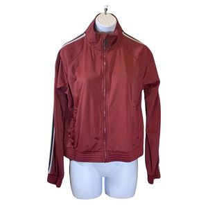 Mondetta Jacket Full Zip Women’s Size Large Running Track Racing Stripes Red